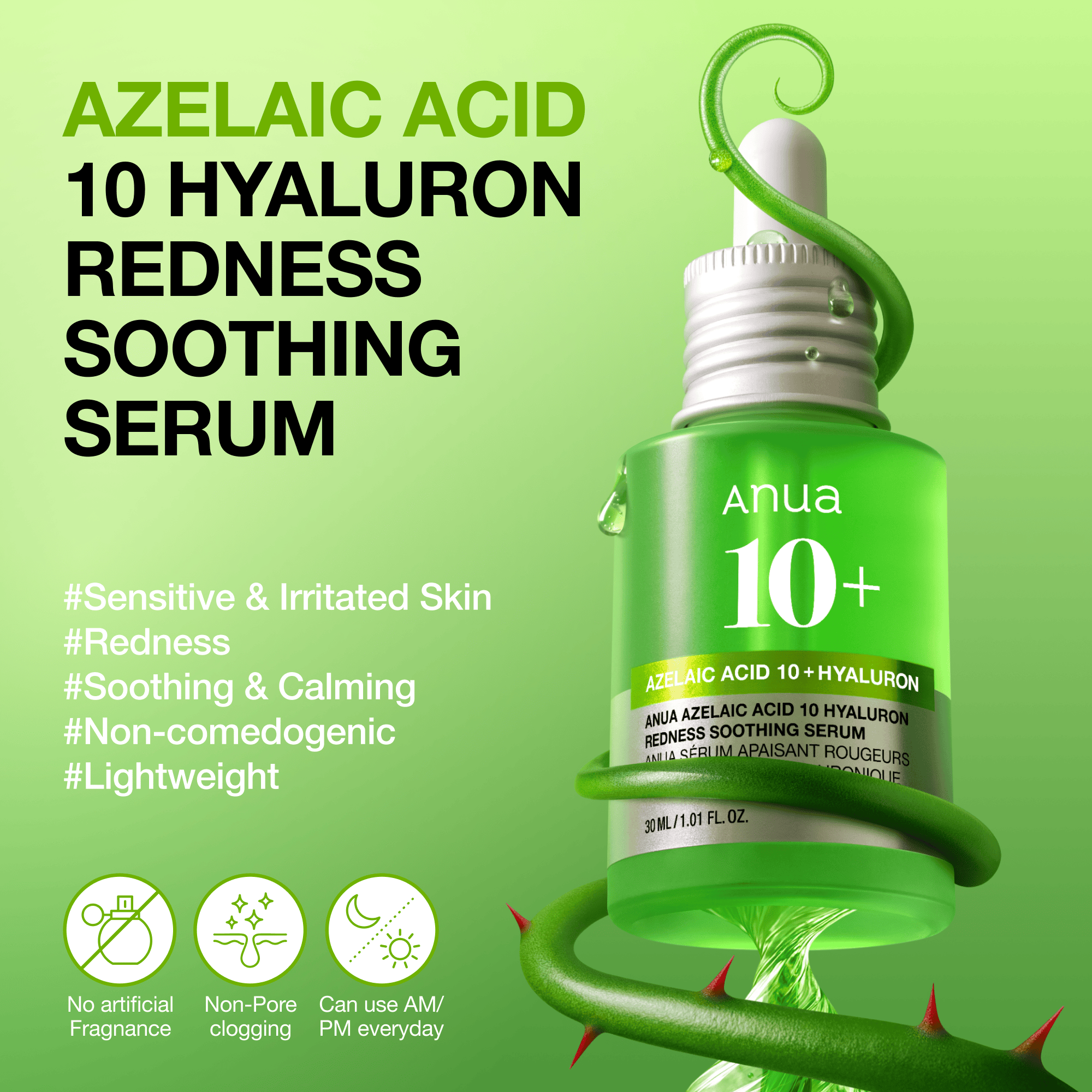Anua Azelaic Acid 10 Hyaluron Redness Soothing Serum