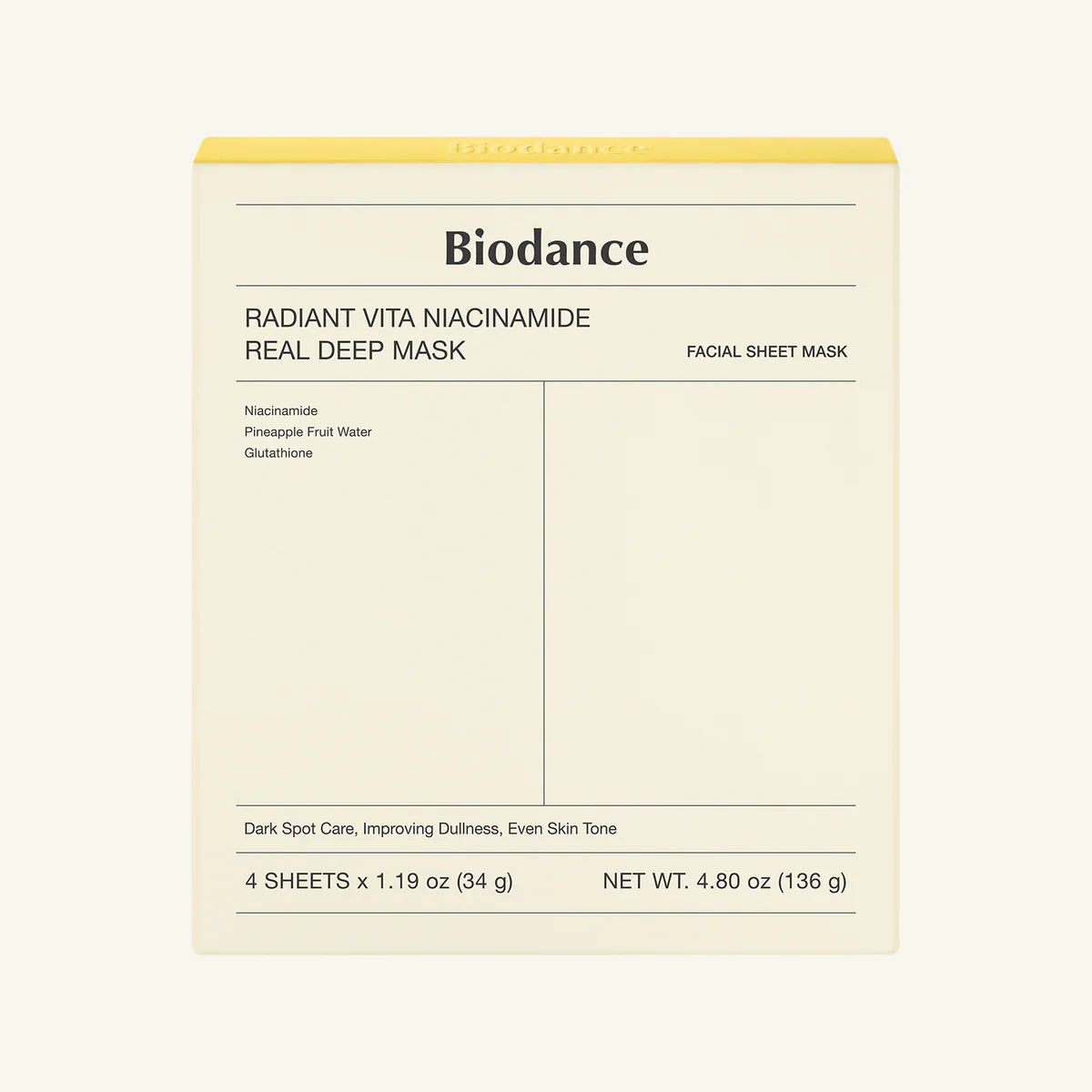 Biodance Radiant Vita Niacinamide Real Deep Mask X4 Set