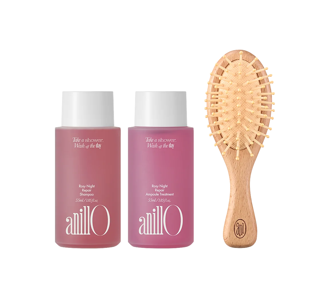 anillO Rosy Night Hair & Brush Set