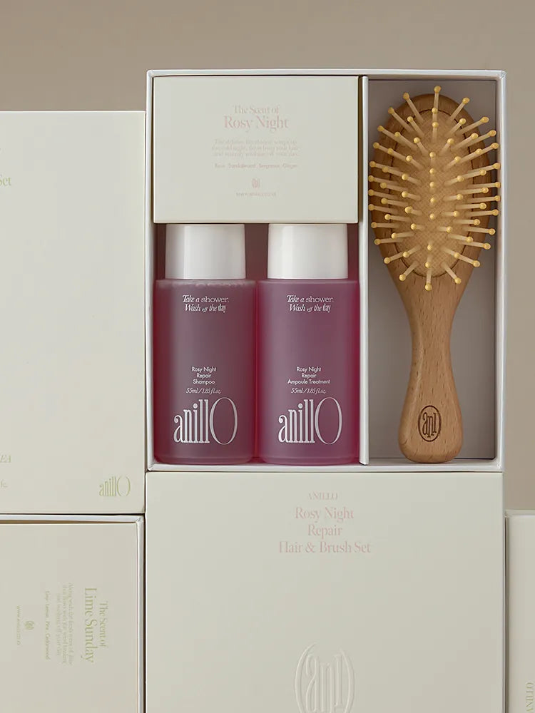 anillO Rosy Night Hair & Brush Set